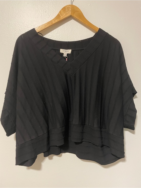 Umgee Tops - Umgee Black Oversized Short Sleeve Top V neck Cropped Ribbed boxy top Y2K 90s